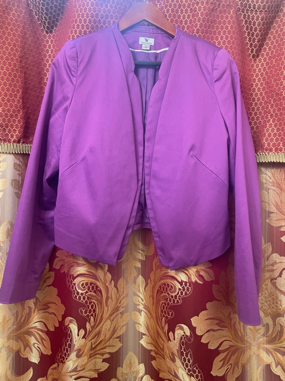 *(3) Worthington Vibrant Purple Yellow and White Collarless Open-Front Blazers